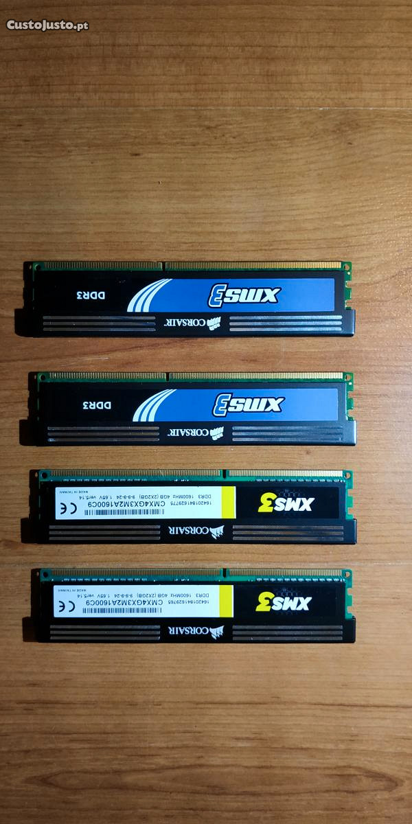 4x2GB Memória/Ram Corsair Xms3 8GB DDR3-1600 Cmx4G