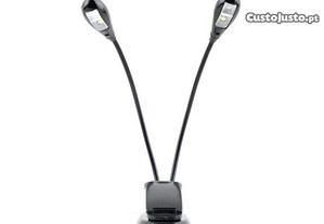 Candeeiro de 2 lampadas com 4 led flexíveis e clip
