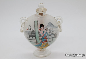 Snuff Bottle Coração Vidro Figuras Dinastia Qing