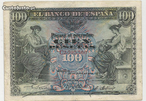 Espadim - Nota de 100 Pesetas de 1906 - Espanha - Mbc