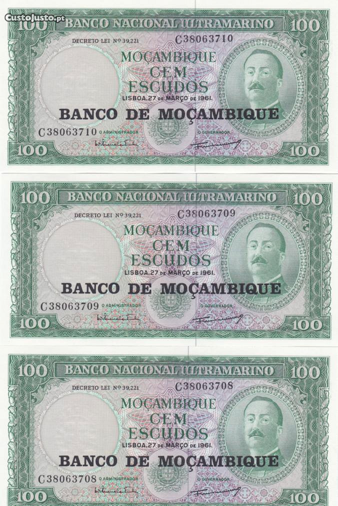 Notas de 100$00 de Moçambique