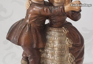 Estatueta holandesa casal dançar traje típico XIX