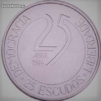 25 escudos 10 anos do 25 de Abril em lote de 10 moedas