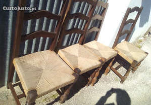 4 cadeiras rusticas antigas de madeira e corda