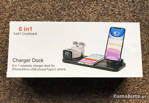 Dock / Estação de carregamento 6 em 1 (Micro USB, iPhone / Apple Watch / AirPods, Type-C (USB-C)