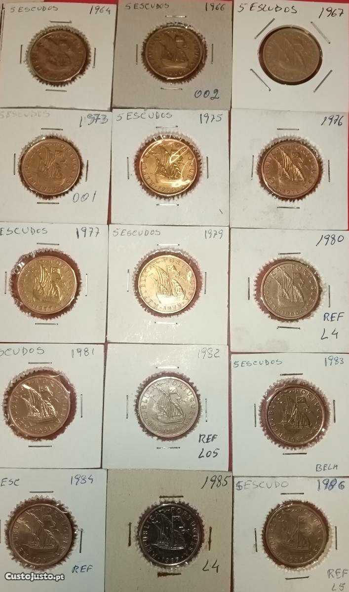 15 moedas de 5 escudos datas diferentes
