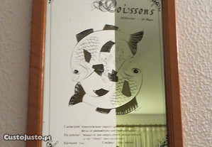 Quadro pintura Sobre espelho Signo Peixes - Made in England Comprimento: 27 cm Largura: 21 cm