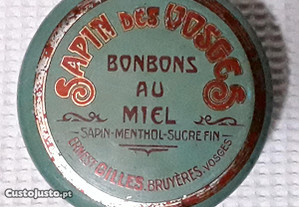 Caixa de metal antiga de rebuçados de mel (vazia), marca francesa