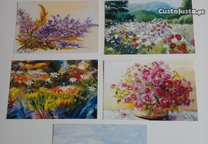 Conjunto de 7 postais tema: Flores (colecção 1)