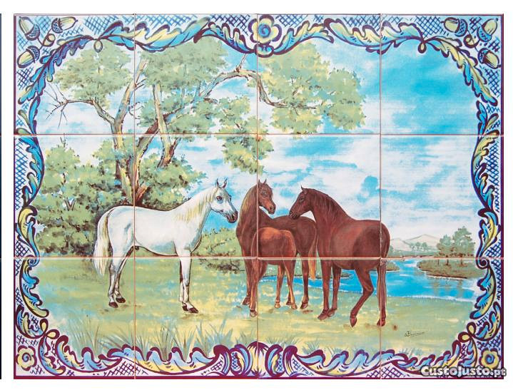 NOVO Painel de Azulejos 60 CM x 45 CM Cavalos